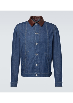 Brunello Cucinelli Leather-trimmed denim jacket