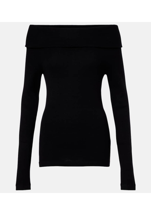 Lisa Yang Off-shoulder cotton and cashmere top