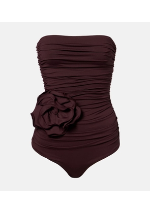 Magda Butrym Floral-applique ruched swimsuit