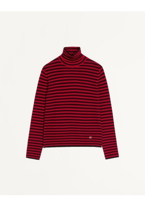 Valentino Valentino High-Neck Wool Jumper With Vlogo Patch Man RED/BLACK L