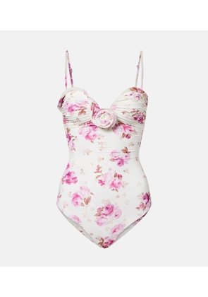 Magda Butrym Floral-applique ruched swimsuit