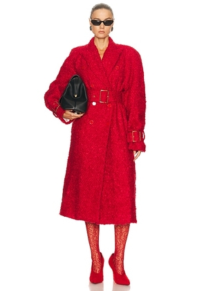 Rowen Rose Long Belted Coat in Red Tweed - Red. Size M (also in ).