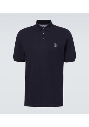 Brunello Cucinelli Embroidered cotton pique polo shirt