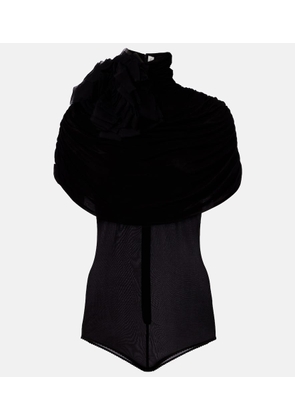 Magda Butrym Floral-applique caped bodysuit
