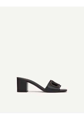 Valentino Garavani Vlogo Cut-Out Slide Sandal In Calfskin 60Mm Woman BLACK/ANTIQUE BRASS 36.5