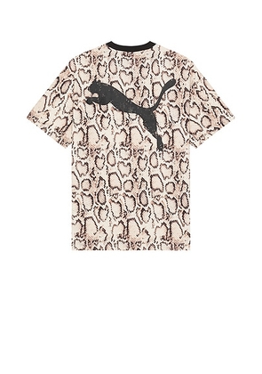Puma Select x A$Ap Rocky Snakeskin Tee in Frosted Ivory - Brown. Size L (also in M, S, XL/1X, XXL/2X).