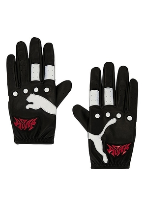 Puma Select x A$Ap Rocky Driving Gloves in Puma Black  Fierce Red  & Puma White - Black. Size S/M (also in ).