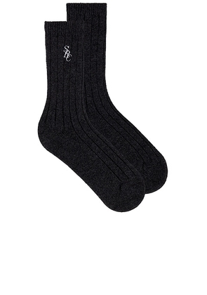 Sporty & Rich Cashmere Socks in Dark Grey - Grey. Size all.