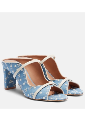 Malone Souliers Norah 70 leather-trimmed denim mules