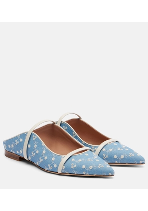 Malone Souliers Maureen leather-trimmed denim mules