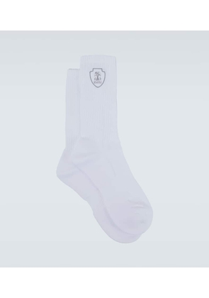 Brunello Cucinelli Logo ribbed-knit cotton-blend socks