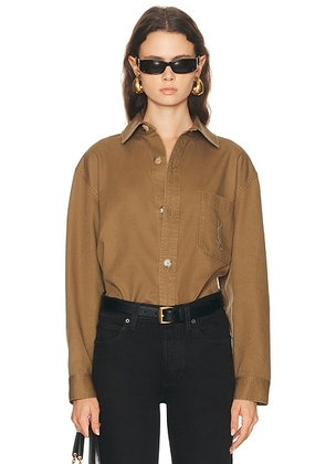 Saint Laurent Long Sleeve Shirt in Savane - Brown. Size L (also in S, M, XL).