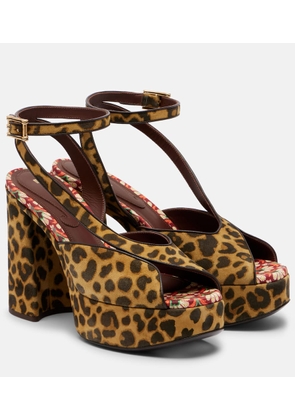 Etro 120 leopard-print canvas platform sandals