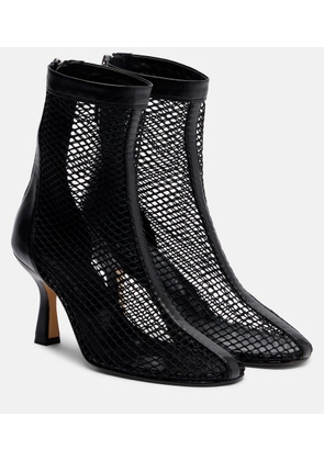 Souliers Martinez Fira leather-trimmed fishnet ankle boots