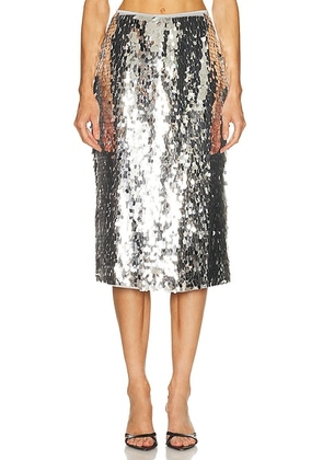 SIMONMILLER Mia Sequin Skirt in Satellite Silver - Metallic Silver. Size L (also in ).