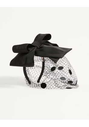 Valentino Garavani Vlogo Signature Headband With Bow And Veil In Silk And Velvet Woman BLACK UNI