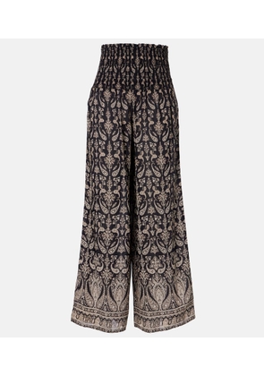 Veronica Beard Callaway paisley shirred wide-leg pants