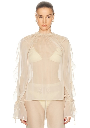Shani Shemer Jeanie Top in Macadamia - Nude. Size L (also in M, XS).