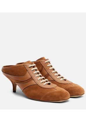 Dries Van Noten 65 leather-trimmed suede mules