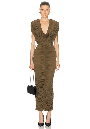Ronny Kobo Parish Dress in Burnt Olive - Olive. Size L (also in M, S, XS).