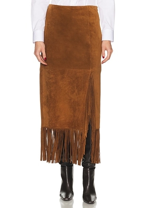 Polo Ralph Lauren Fringe Midi Skirt in Clove - Cognac. Size 0 (also in 2).