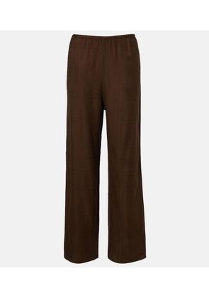 Toteme Monogram embroidered flannel pajama pants