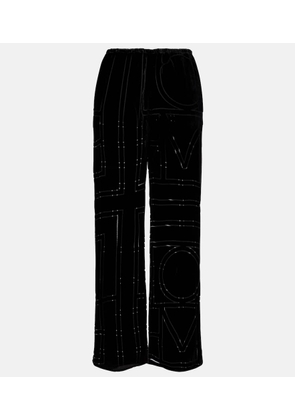 Toteme Logo velvet wide-leg pants