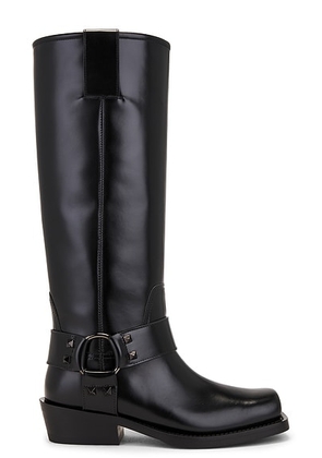 Valentino Garavani Rockstud Biker Boot in Nero - Black. Size 37 (also in 36).