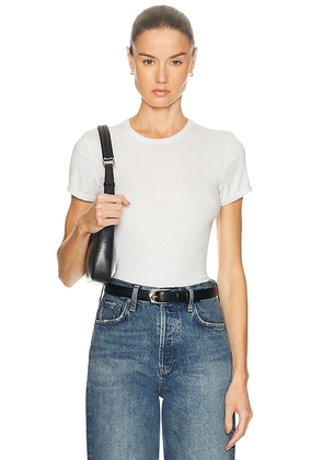 RE/DONE 90's Ribbed Cap Sleeve Tee in Off White - White. Size L (also in XS, S, M, XL/1X, XXL/2X).