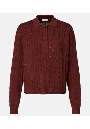 Brunello Cucinelli Cable-knit cotton-blend polo sweater