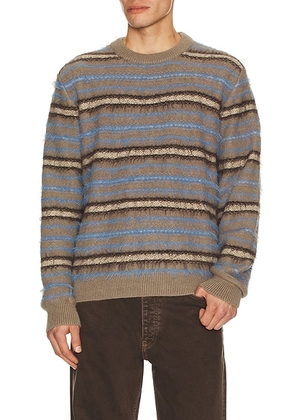 SAMSOE SAMSOE Safinnley Sweater in Oatmeal Stripe - Grey,Blue. Size L (also in M, S, XL/1X).