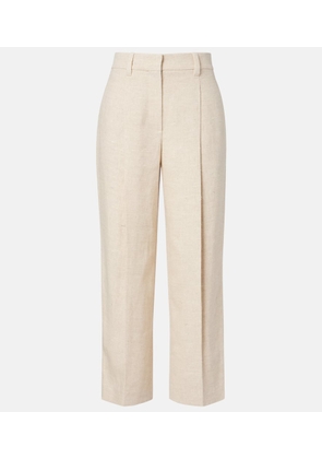 Brunello Cucinelli Cropped linen and silk-blend wide-leg pants