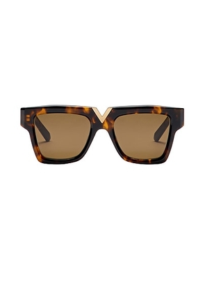 Valentino Garavani V Gold Sunglasses in Brown Tortoise - Brown. Size all.
