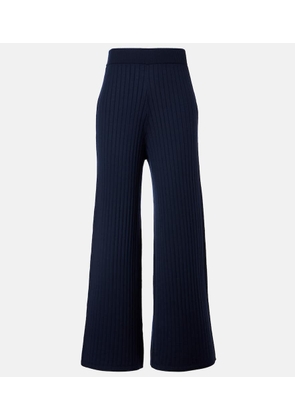 Brunello Cucinelli Ribbed-knit wool and cashmere wide-leg pants