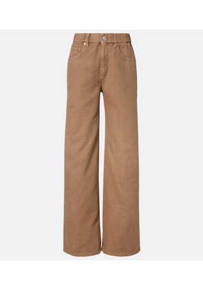 Brunello Cucinelli Mid-rise cotton and linen wide-leg pants