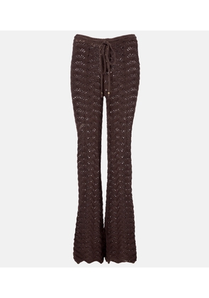 Bananhot Kim open-knit cotton-blend flared pants