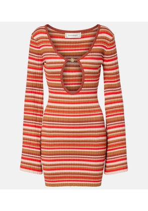 Bananhot Rey cutout ribbed-knit striped minidress
