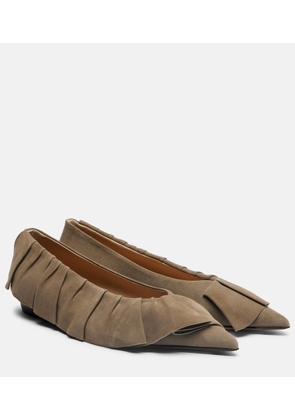 JW Anderson Ruffled suede ballerina flats