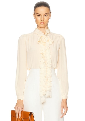 Valentino Crepe De Chine Shirt in Betulla - Peach. Size 38 (also in ).