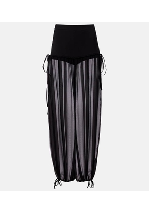 Nensi Dojaka Mesh-trimmed silk balloon pants