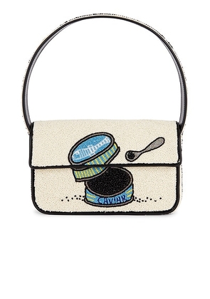 Staud Tommy Beaded Bag in Caviar Dreams - White. Size all.