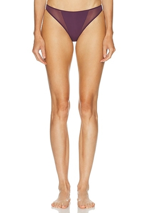 Wolford Thong in Aubergine - Burgundy. Size L (also in M, S, XS).