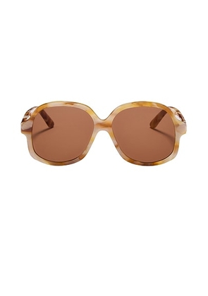 Valentino Garavani VLS 177 Sunglasses in Ivory Marble  V-light Gold  & Brown - Brown. Size all.