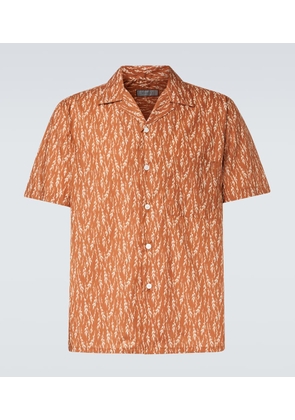 Canali Printed cotton-blend bowling shirt