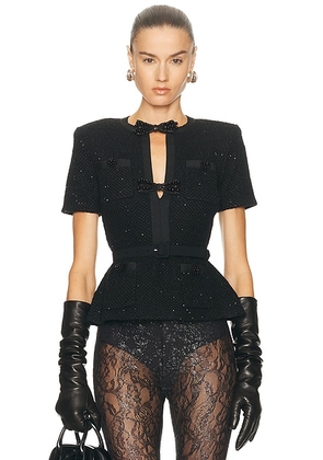 Self-portrait Sequin Top in Black - Black. Size L (also in XS).