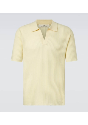Arch4 Ribbed-knit cashmere polo shirt