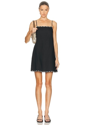 Staud Laura Mini Linen Dress in Black - Black. Size L (also in M, S, XS).