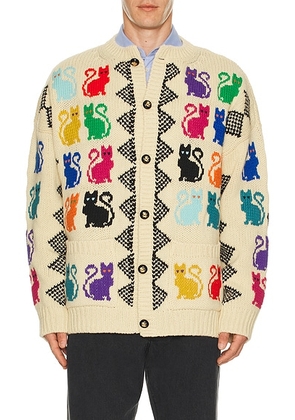 Valentino Wool Cat Cardigan in Multicolor - Cream. Size M (also in ).