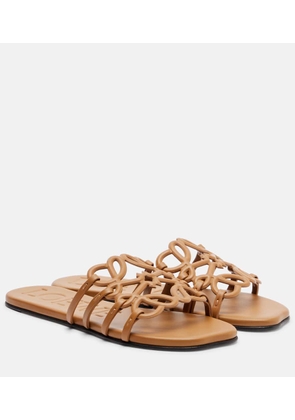 Loewe Petal Anagram leather slides