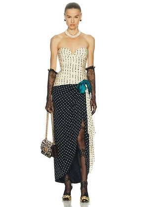 Valentino Crepe De Chine Pois Dress in Nero & Betulla - Black. Size 36 (also in 38).